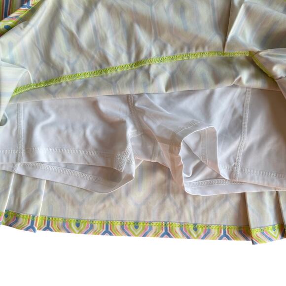Sigrid Olsen Golf Tennis Skort SZ L Geometric Print White Pink Blue Neon Yellow - Picture 6 of 9